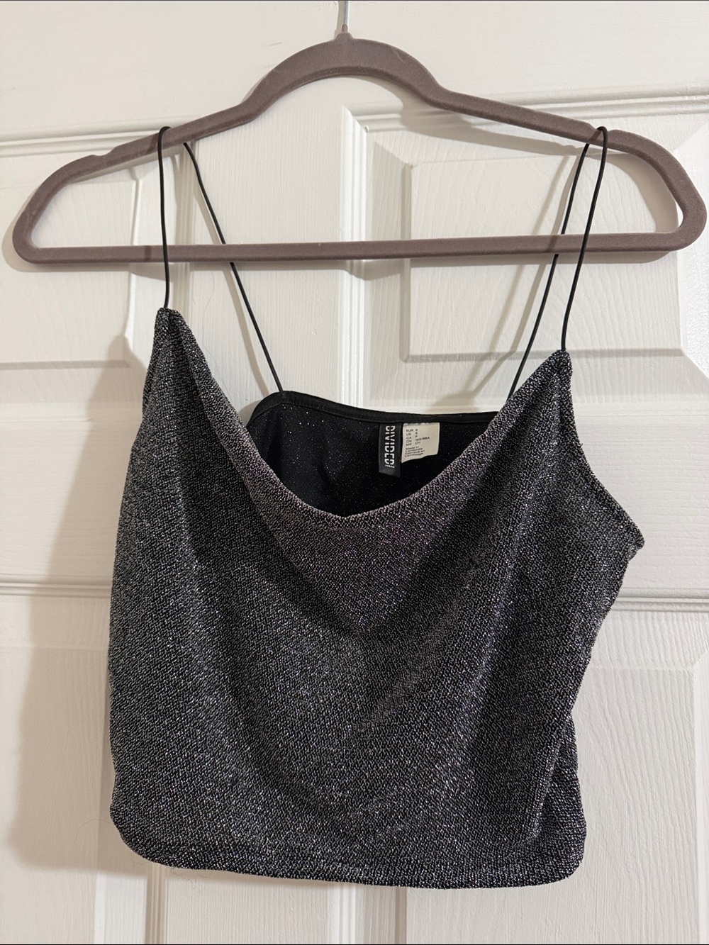 Silver Shimmering Cowl Neck Cami